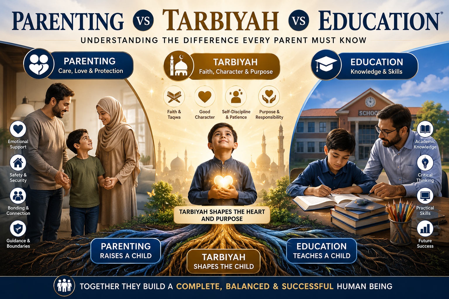 Parenting vs Tarbiyah vs Education: Understanding the Difference That Every Parent Must Know